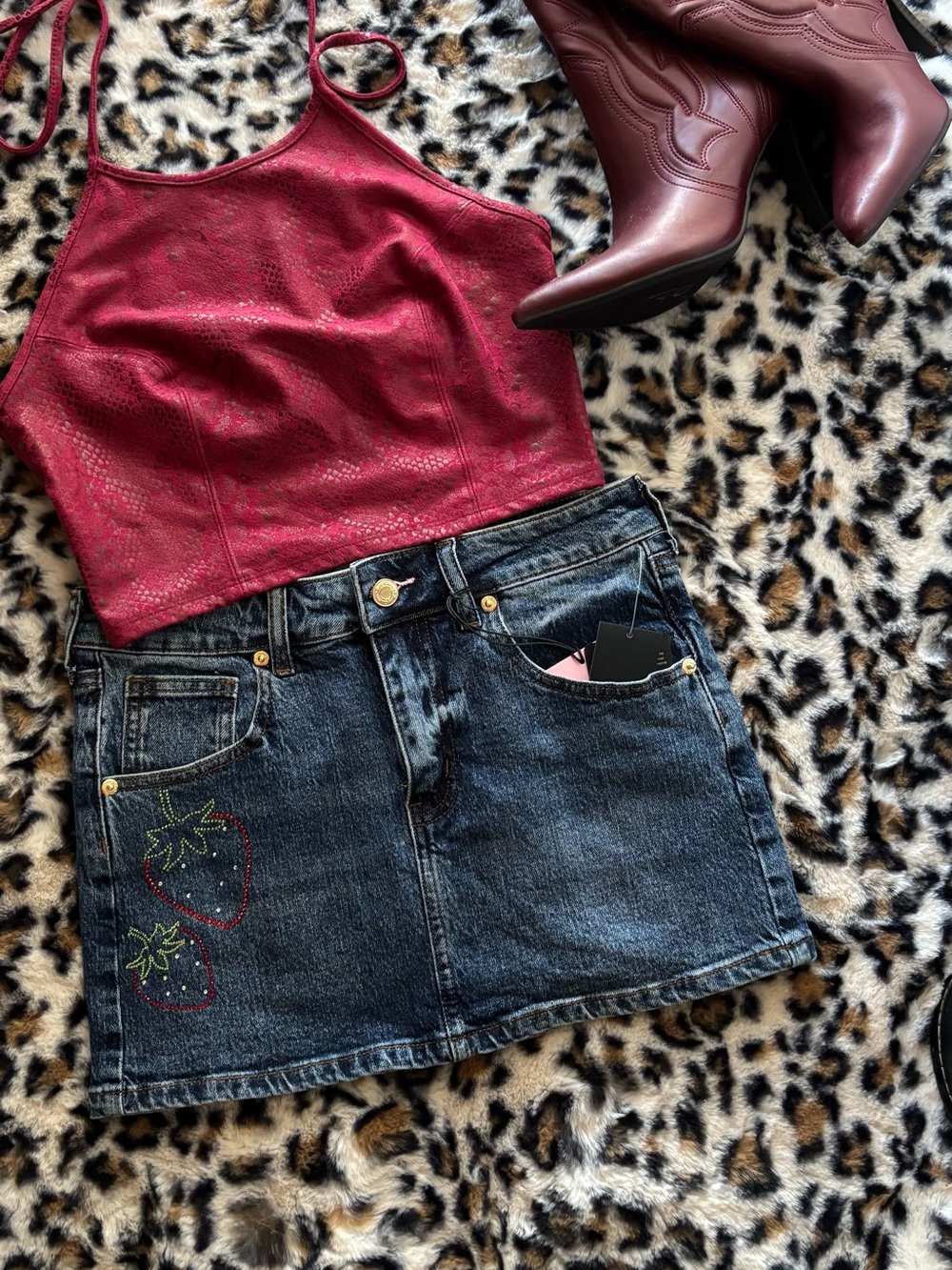 Guess Red Halter Crop Top